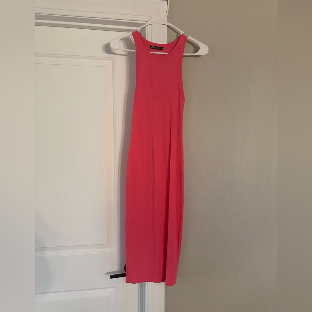 Zara Hot Pink Fitted Shirt Dress